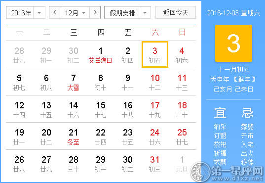 2016年12月3日时辰吉凶查询